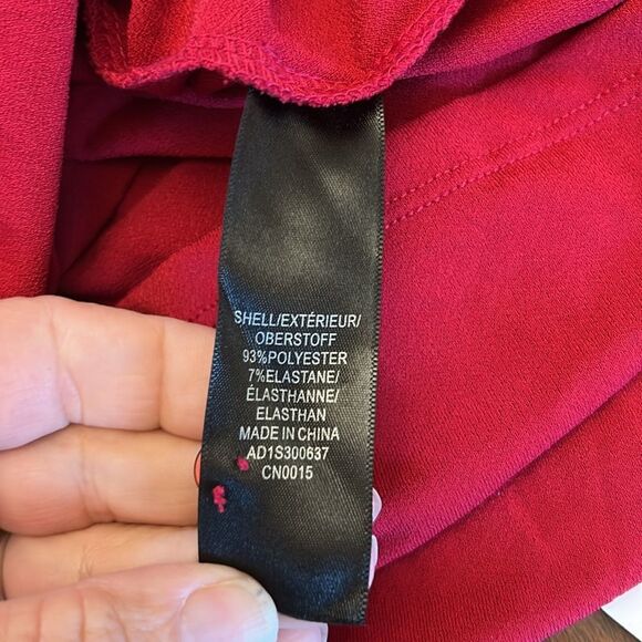 Adrianna Papell Red Smocked Ruffled long sleeve Blouse Size M EUC - Picture 7 of 8